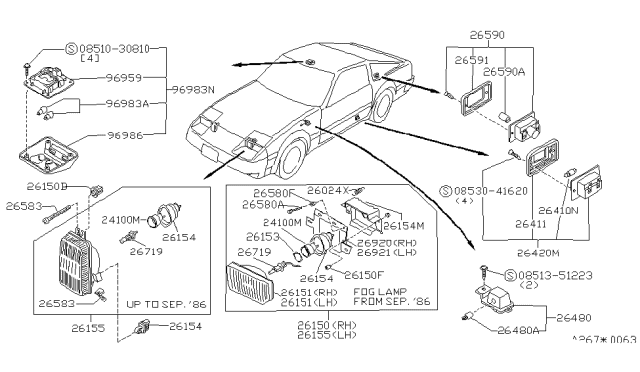 1986 Nissan 300ZX Bulb Diagram for 2623230000