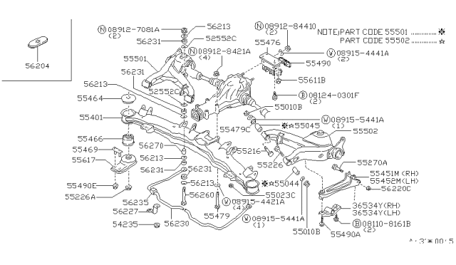 1987 Nissan 300ZX  Washer-Shock A Diagram for 5611304F00