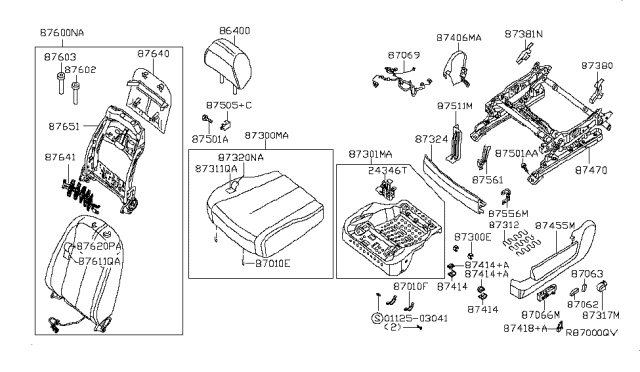2010 Nissan Altima  Cover-Seat Slide Diagram for 87505JA00A