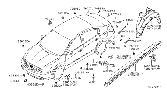 2011 Nissan Altima  Guard Assy-Drafter, LH Diagram for 78853JA000