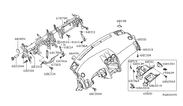2010 Nissan Altima Mask-Instrument, RH Diagram for 68498JA01A