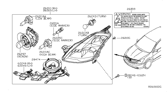 2010 Nissan Altima  Grommet-Screw Diagram for 768488J010