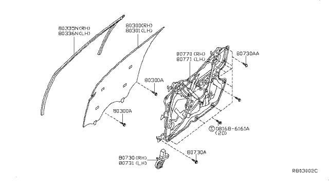 2012 Nissan Altima Glass Run Rubber-Front Door RH Diagram for 80330ZN40B