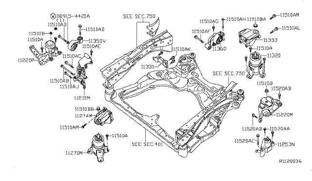2009 Nissan Altima Bolt Diagram for 11298JA01C