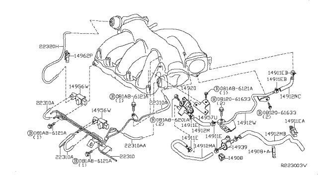 2007 Nissan Altima  Clamp-Hose A Diagram for 1643942L01