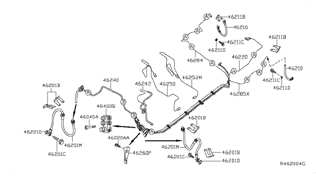 2008 Nissan Altima  Hose Brake Rear Diagram for 46210JA02A