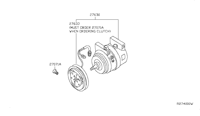 2008 Nissan Altima  Clutch Assy-Compressor Diagram for 92660JA000