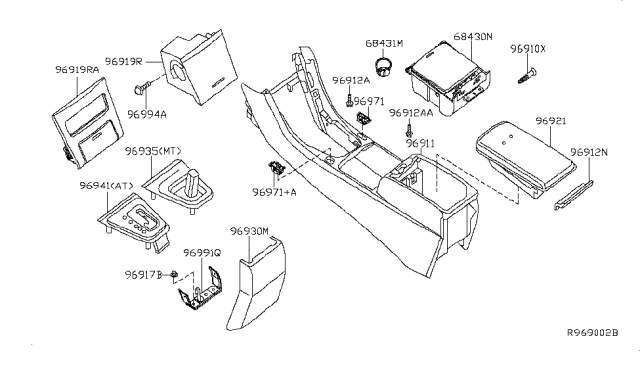 2009 Nissan Altima  Lid - Console Box Diagram for 96920ZX60B