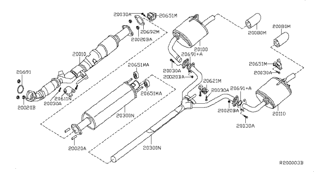 2010 Nissan Altima Front Exhaust Tube Assembly Diagram for 20010JA000