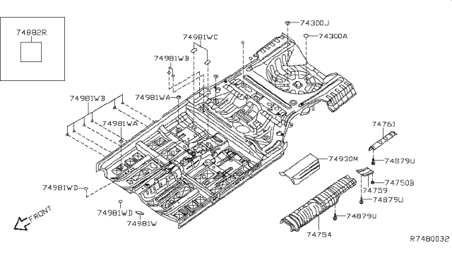 2012 Nissan Altima  INSULATOR-Floor Upper Diagram for 74942ZN70A