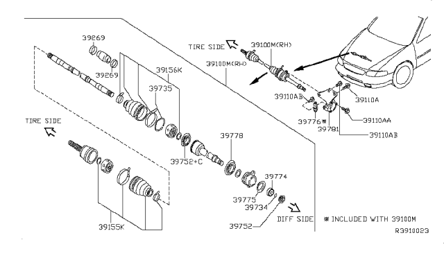 2011 Nissan Altima  Bracket-Bearing Support, Front Drive Shaft Diagram for 39780JA100