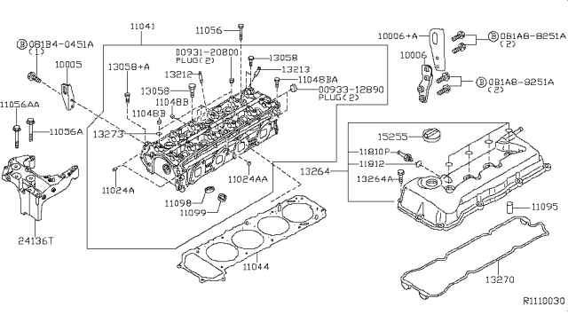2008 Nissan Altima  Bolt-Camshaft Bracket Diagram for 1305831U02