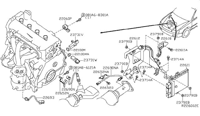 2012 Nissan Altima  Protector-Control Unit Diagram for 23706ZX60A