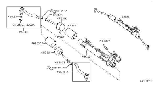 2008 Nissan Altima  Socket Kit-Tie Rod, Inner Diagram for 48521JA00A