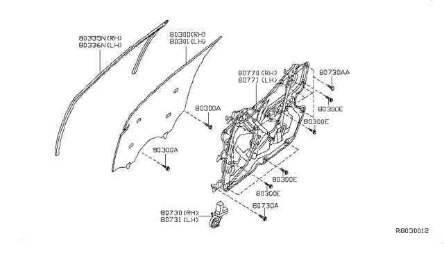 2008 Nissan Altima Regulator Assembly-Front Door, RH Diagram for 80770JA000