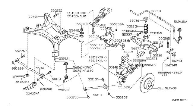 2008 Nissan Altima  Stabilizer-Rear Diagram for 56230JA000