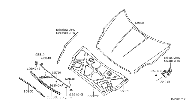 2012 Nissan Altima  Hinge Assembly - Hood, LH Diagram for 65401ZN50A