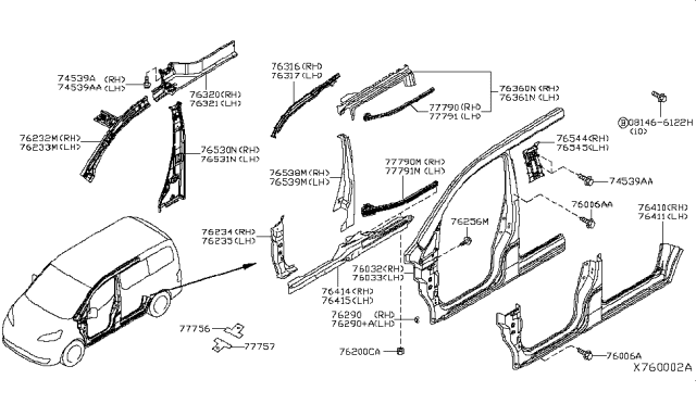 2017 Nissan NV  Bracket-Front Pillar Diagram for 762481TT0A