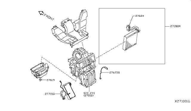 2016 Nissan NV  Evaporator Assy-Front Diagram for 272803LM0B