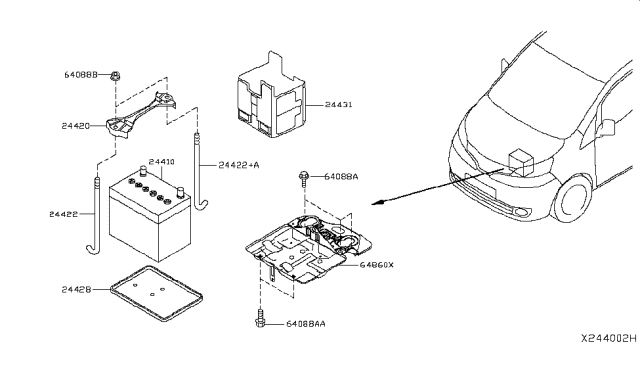 2017 Nissan NV Bracket Battery Diagram for F48603LMMA