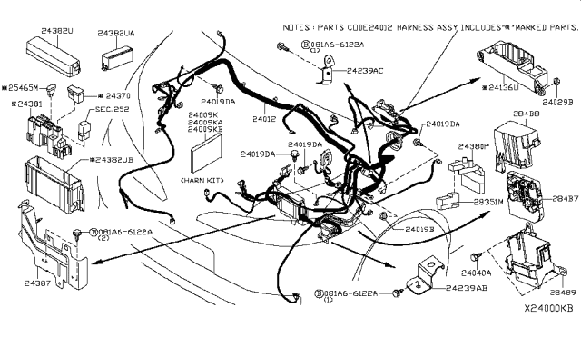 2019 Nissan NV  Bracket Assembly Connector Diagram for 242363LM3A