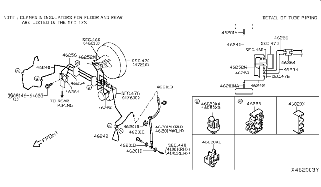 2016 Nissan NV  Connector-Brake Tube Diagram for 46364WL600
