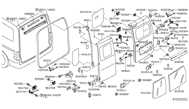 2015 Nissan NV  Striker-Back Door Wedge, LH Diagram for 905253LM0B