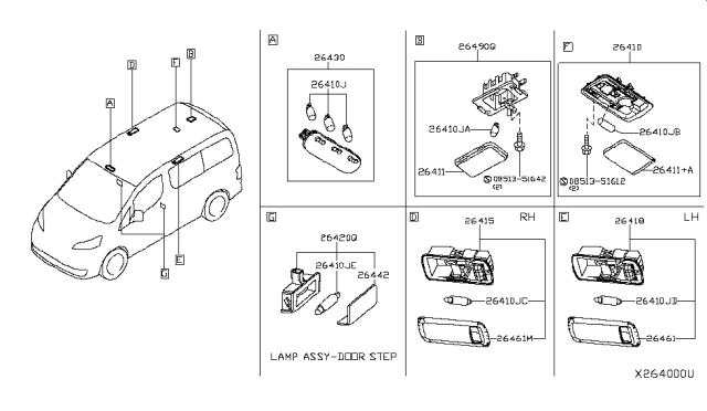 2014 Nissan NV Lens-Map Lamp Diagram for 26442AL520