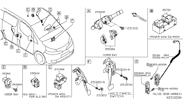 2016 Nissan NV  Switch Assy-Power Slide Door Diagram for 252611GK0B