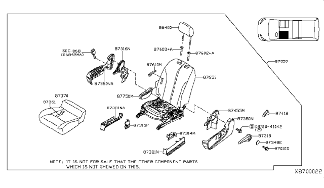 2017 Nissan NV  Seat Assy-Front, LH Diagram for 870503LN0A