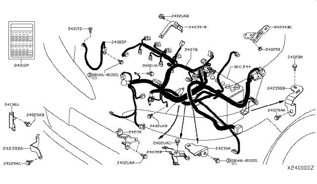 2015 Nissan NV  Bracket-Harness, Engine Room Diagram for 242393LM3A