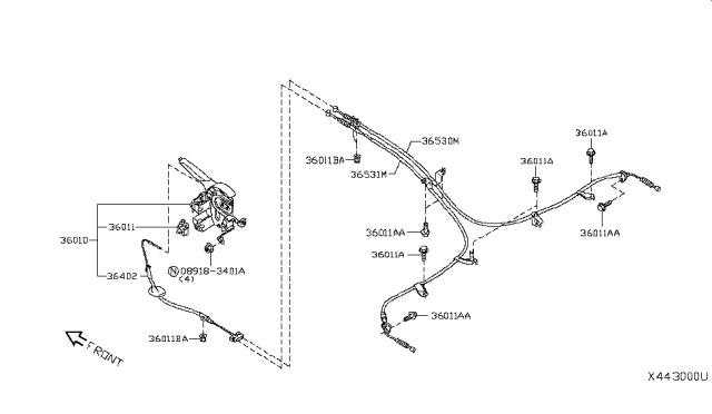 2014 Nissan NV Device Assy-Parking Brake Control Diagram for 360103LM0A