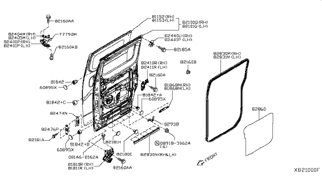 2017 Nissan NV  WEATHERSTRIP-Slide Door, RH Diagram for 828309SD0A