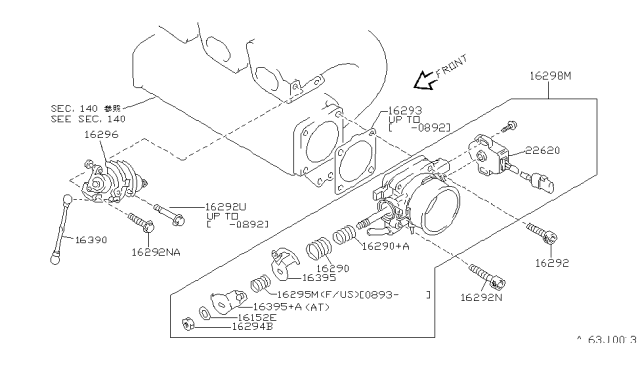 1993 Nissan Sentra  Switch-Throttle Valve Diagram for 226200C510