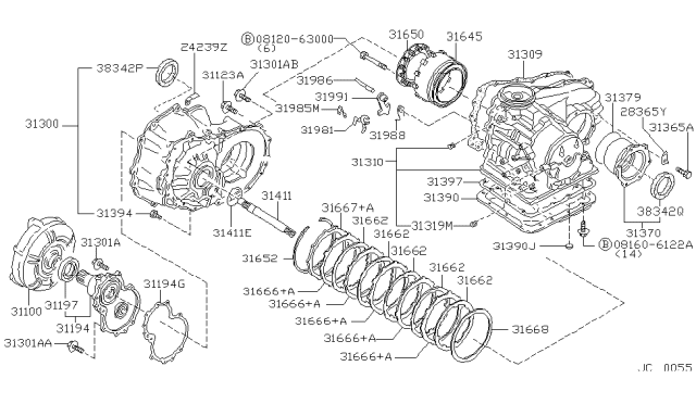 1991 Nissan Sentra  Seal-Oil, Differential Transmission Case Diagram for 3834231X00
