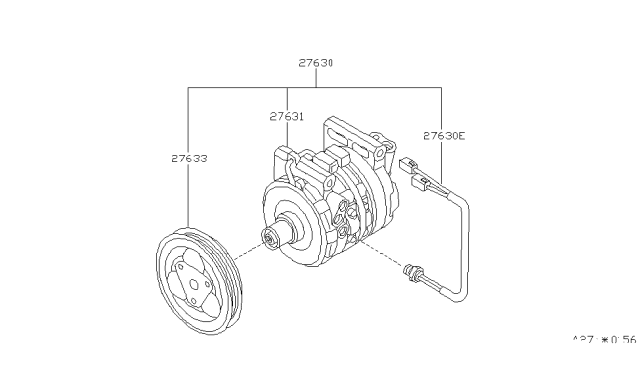 1993 Nissan Sentra Compressor Diagram for 9261064Y20