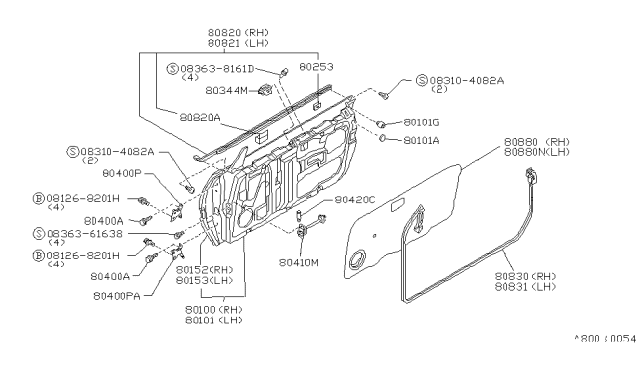 1991 Nissan Sentra  Bumper Hood Side Diagram for 6582328E00