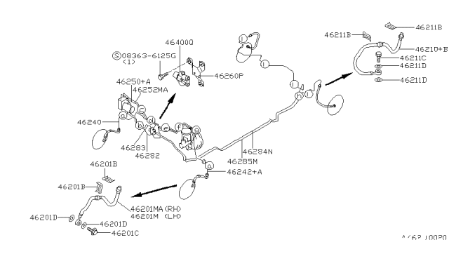 1994 Nissan Sentra  Hose Brake Rear Diagram for 4621401A11