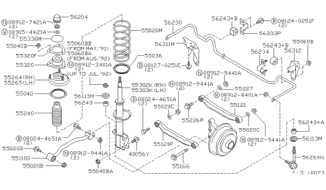 1992 Nissan Sentra  Bolt Diagram for 4005650A00