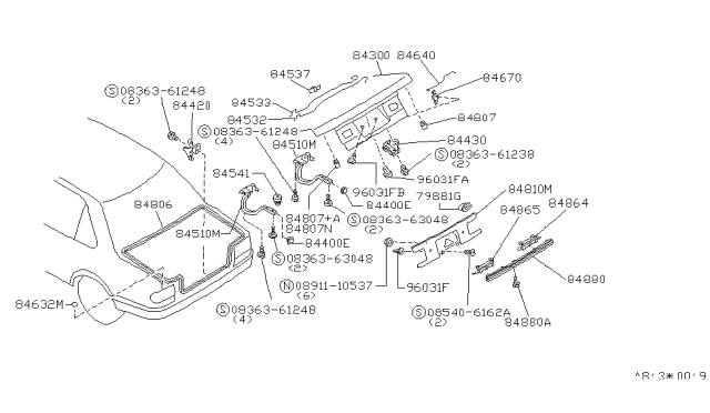 1993 Nissan Sentra Holder-Torsion Bar Diagram for 8443750Y00