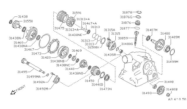 1991 Nissan Sentra  Bearing-Needle, Thrust Diagram for 3140731X08