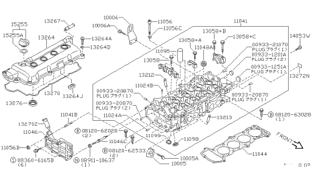 1993 Nissan Sentra  Bolt Diagram for 1405342L00