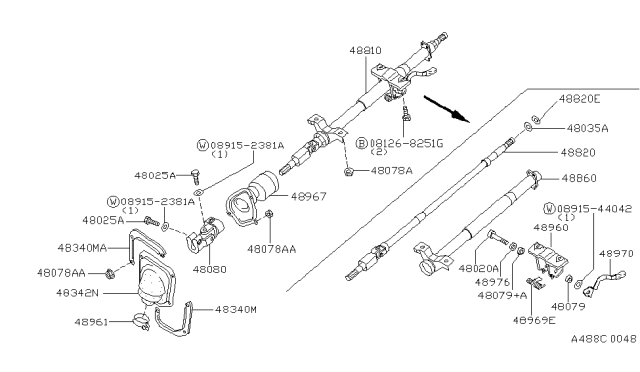 1992 Nissan Sentra  Joint Assembly-Steering, Lower Diagram for 4808065Y00