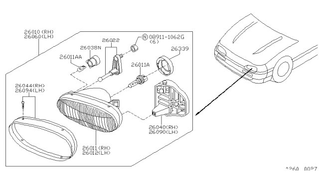 1992 Nissan Sentra Nulb Diagram for 2629489906