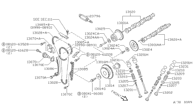 1992 Nissan Sentra  Chain-CAMSHAFT Diagram for 1302853J03