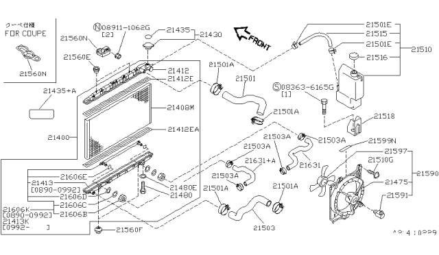 1993 Nissan Sentra  Motor Assembly Fan Diagram for 2148758Y01