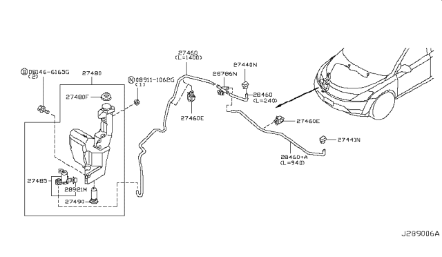 2005 Nissan Murano  Hose-Washer Diagram for 28935CA005