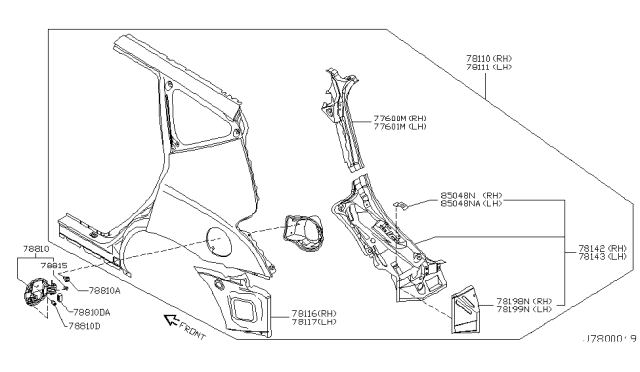 2007 Nissan Murano  Spring - Gas Filler Lid Diagram for 78836CA010