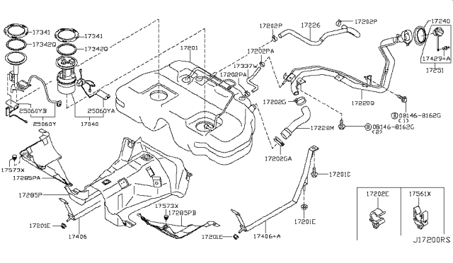 2006 Nissan Murano  Packing-Fuel Gauge Diagram for 17342CA000