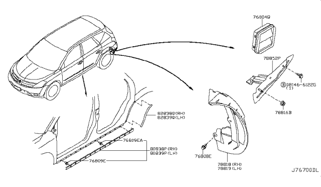 2006 Nissan Murano  Seal-Front Door Parting, RH Diagram for 80838CA020
